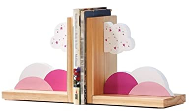 RUTAVM Buchstützen rutschfeste Buchstützen, Buchstützen, Wolken, Buchstütze, Bücherregal, Kinderzimmer-Dekoration, Holz-Buchstütze bücherstützen