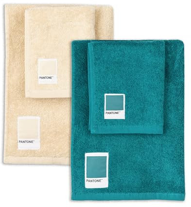 Pantone™ – Toallas de baño para cara y bidé, de rizo de puro algodón 100% certificado OEKO-TEX, 2 juegos de toallas de baño de 50 x 100 cm y 40 x 50 cm, suaves y absorbentes, también como toalla de