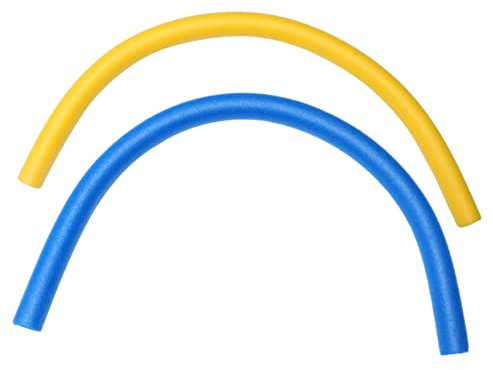 BESTonZON 2 Stück Schwimmnudeln Poolnudel Wasser Schwimmhilfe Epe Schaumstoff Hohl 6,5 x 150cm Blau Gelb Für Schwimmtraining Und Poolspiele Erwachsene Kinder Ab 5 Jahren