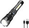 MODOAO Torcia a LED ricaricabile, torcia portatile con 7 modalità e zoomabile, torcia portatile impermeabile, potente torcia di emergenza con luce laterale COB, per campeggio, escursionismo,