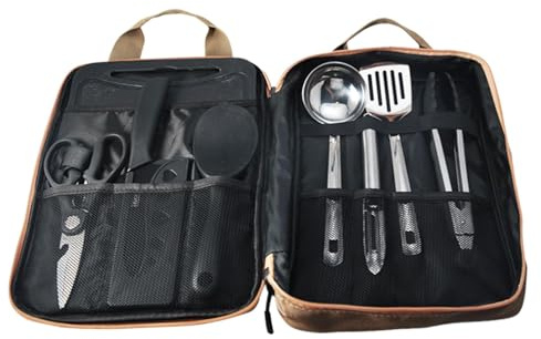 Ensemble d'ustensiles de cuisine pour camping, kit d'ustensiles de cuisine de 8 pièces, organisateur portable de cuisine de campagne, ustensiles de cuisine