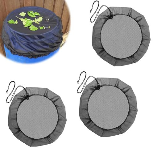 WJUAN 3 Pezzi Nero Reti per Barili Antipioggia, 60 cm Copertura Barile Pioggia, Poliestere Rete Serbatoi D'acqua, per Secchi Bocca 50 cm Massimo, per Balconi, Cortili e Prati