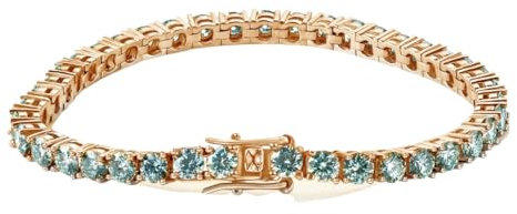 LOEXZAH Grünes Moissanit-Tennisarmband für Damen und Herren, Diamant-Tennisarmband, rotvergoldet, 3 mm, Herren-Diamantarmband, Geburtstagsgeschenk, Diamantschmuck (Roségold, 22 cm, Blau), 8.66inch,