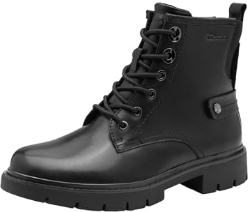 TAMARIS dam komfort spets boot platt halvlång stövel, svart, 41 EU, svart, 41 EU