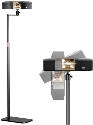 PUTORSEN Support pour projecteur, Hauteur réglable de 92,4 cm à 123,4 cm avec Rotation d'angle à 360°, Supporte jusqu'à 5 kg