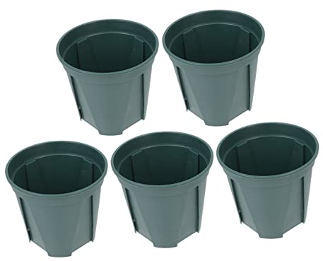 DECOMELODY 5piezas Macetas De Plástico Control De Raíces para Jardinería Macetas Redondas para Interiores y Exteriores para Rosales y Plantas Verdes