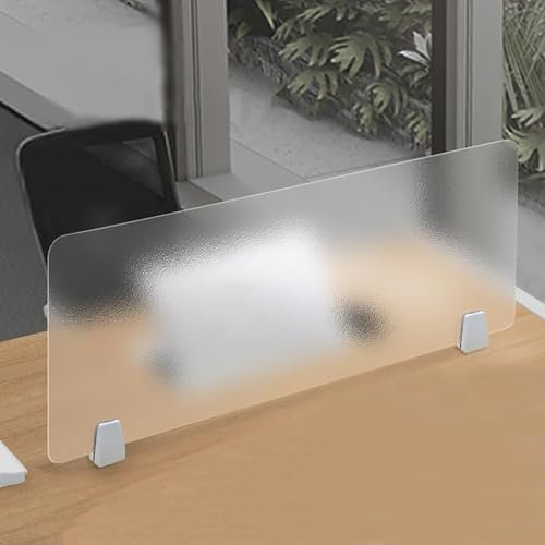 TAUIANE Desk Partition, Frosted Acrylic Free Standing Screen, Office Furniture Partition, Visual Distractions Privacy Panel, Portable Cubicle Panel, for Table Top Workstation,Frosted,40 * 40cm