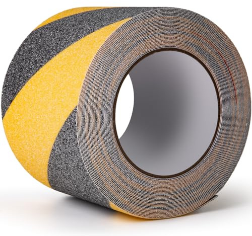 Nastro Antiscivolo per Gradini Scale Pavimenti Esterni Interne Alta Resistenza Nastro Adesivo Giallo Nero - 1 Rotolo 10mx10cm Strisce Adesive Antiscivolo Forte Presa Nastro Antiscivolo Anti Slip Tape