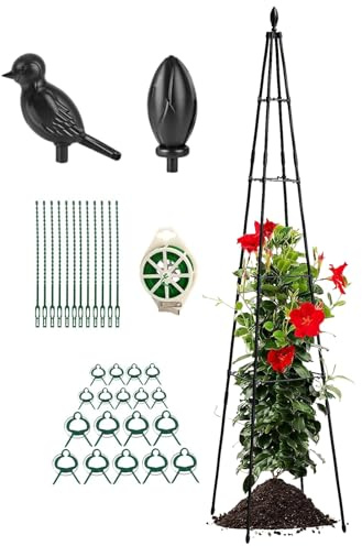 Rejilla para plantas de jardín, estructura de metal para plantas trepadoras de exterior – Soporte ajustable para plantas con estructura resistente para flores en maceta y tornillos trepadores