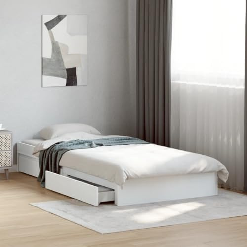 SKM Bettgestell mit Schubladen Weiß 90x200 cm Holzwerkstoff,Möbel,Betten & Zubehör,Betten & Bettgestelle,Weiß,46KG,3280678
