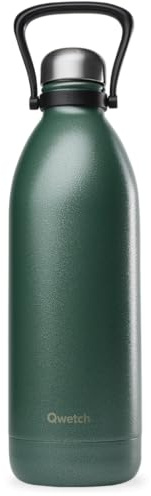 Qwetch - Isolierflasche Titan Roc 2 l Green Army – sehr robust mit kratzfester Beschichtung – 48 Stunden kalt / 16 h warm – wasserdicht, spülmaschinenfest – Trinkflasche aus Edelstahl mit Griff
