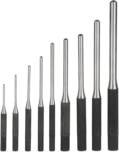 9PCS Roll Pin Punch Set, 40CR Steel Centre Punch Kit, Heavy Duty Pin Punch Set with Storage Bag for Mechanical Maintenance
