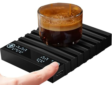 Qumiuu Balance Café | 2 Kg 0.1 G Balance de Cuisine Numérique Portable - Mesureur avec Minuterie pour Maison Bureau Voyage Camping Cuisine Quotidienne