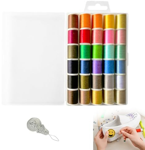 30 Color Handy Polyester Sewing Threads, Sewing Machine Threads 50 Yds, Durable Cotton Thread Set with Needle Threader for Household Handmade DIY