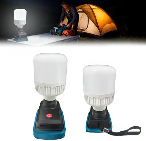 L1NXIXI LED Battery Lamp for Makita 18 V Battery with 2 Bulbs, 48 W 4800 LM LED Construction Spotlight with USB + Type C (without Battery)
