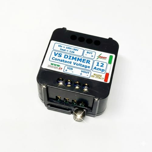 VS DIMMER 12A Dimmer Led 12V 24V Corrente 12A Pulsante | Controller Varialuce per Striscia Led Monocolore, No Flicker, Max 300W, Made in Italy