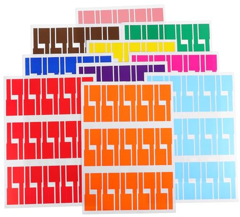 GATHINESS Etiquetas para Cables de Red en Pvc Resistentes al Agua Forma P para Identificación Rápida, Multicolor y Paquete de 10 Hojas para Uso en Oficina y Hogar