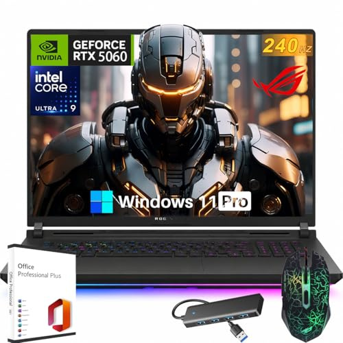 ASUS ROG Strix G18 18 Gaming Laptop, Intel Ultra 9 Processor 275HX, 2.5K 240Hz/3ms, GeForce RTX 5060 8GB DDR7, 32 GB DDR5 RAM 1 TB SSD, Wi-Fi 7, Fast Charging, Windows 11 Pro, Office Lifetime License