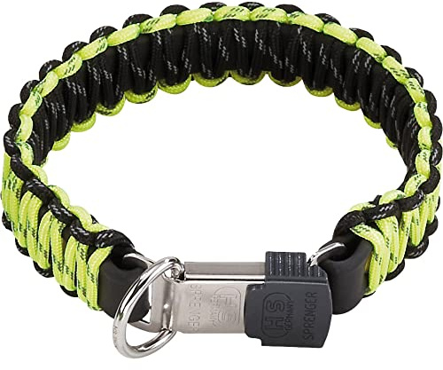 Sprenger Hundehalsband aus stabilem Paracord Nylon mit Edelstahl Clic Lock Verschluss I Wasserabweisende Halskette, reflektierend, langlebig 55 cm, gelb