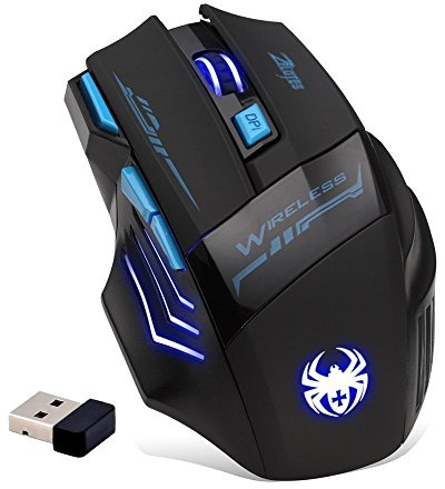 zelotes Wireless Mouse,4 Adjustable DPI,7 Buttons,Ergonomic Design,Energy-Saving,2.4GHz with USB Receiver,Optical Portable Mouse for PC,Mac,Laptop,Black