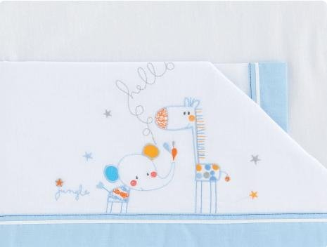 Pirulos-Juego de Sábanas Bebé Colección- Hellow Dream (40x80, Blc/Azul)