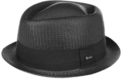 Lipodo Acapulco Pork Pie Strohhut Damen Herren Made in Italy 100% Papierstroh Garniturband Diamantkrone 9 cm Kopfhöhe Sonnenhut Frühjahr Sommer