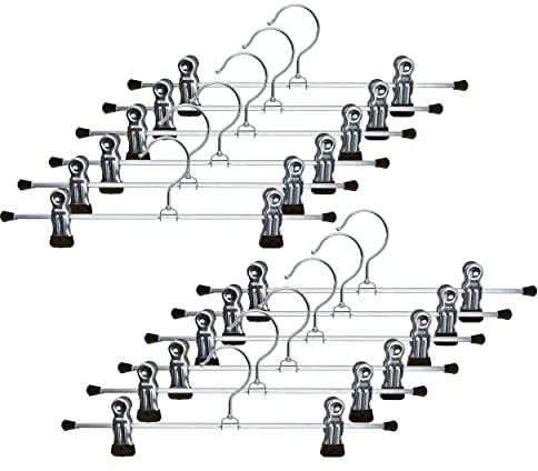 Mawa by Reston Lloyd platzsparender Kleiderbügel für Hosen und Röcke, mit Zwei rutschfesten Clips, Stil K/30D, 30 cm, 12 Stück, schwarz