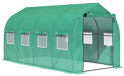 Outsunny Polytunnel Greenhouse with Windows and Door, Walk in Greenhouse for Garden, Backyard (4 x 2 M)