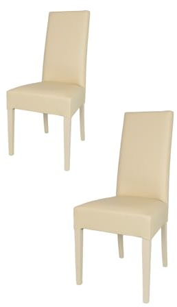 t m c s Tommychairs - 2er Set Moderne Stühle Luisa für Küche und Esszimmer, robuste Struktur aus lackiertem Buchenholz Farbe Sand, Gepolstert und mit Kunstleder in der Farbe Sand bezogen