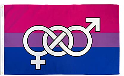 AZ FLAG Drapeau LGBT Bisexuel avec symboles 150x90 cm 2 Œillets | Usage intérieur et extérieur Drapeau décoratif coutures doubles et bords renforcés avec œillets métalliques polyester 100D
