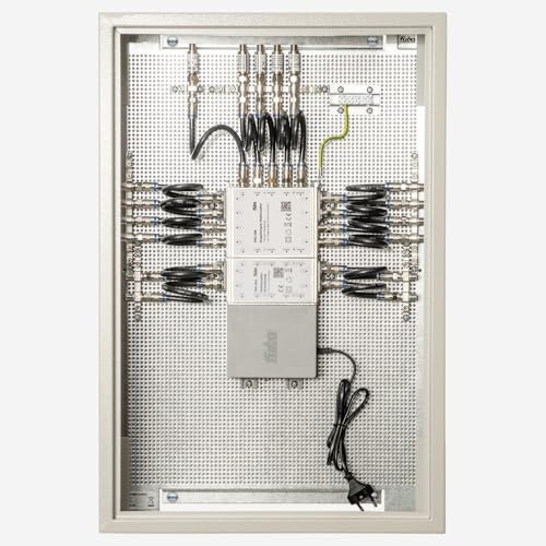 Fuba FMP 512 SL Multischalter-Paneel | Multischalter 12 Teilnehmer, EIN Satellit, komplett vormontiert im Montageschrank - mit Erdung, Potentialausgleich und Überspannungsschutz, EN/VDE-konform