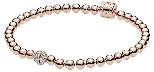 Pandora Purely Pandora Beads & Pavé 14k rose gold-plated bracelet with cubic zirconia, 21