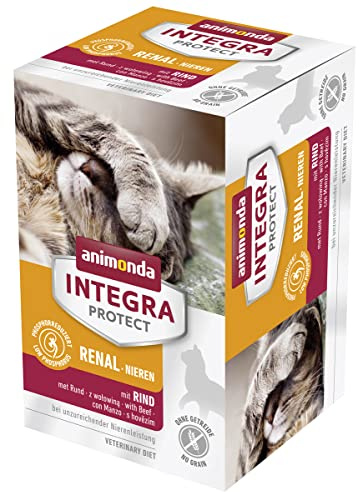 Animonda Integra Protect Nourriture humide pour chat Renal (reins) bœuf (6 x 100 g), recommandée par le vétérinaire en cas d'insuffisance rénale, complément alimentaire développé avec des vétérinaires