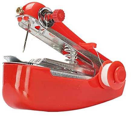 WANGLXST Handheld Nähmaschine, Tragbare Handnähmaschine Schneller Handlicher Stich für Stoff Kleidung Kindertuch, red