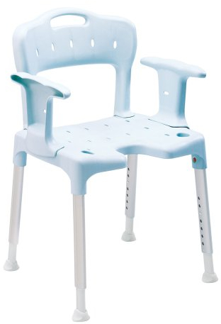 Etac Swift Duschstuhl mit Rückenlehne und Armlehnen weiß