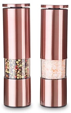 Echtwerk Juego de 2 molinillos de especias de acero inoxidable con molinillo de cerámica ABS, -diámetro: 5 cm, 18,7 cm - Edición cobre