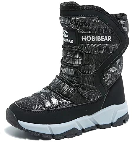 GUBARUN Enfant Bottes de Neige Garçon Filles Hiver Chaussures Souple Fourrée Doublé Antidérapant Sole Souple Bottines(N-Noir,EU 30/CN 31)