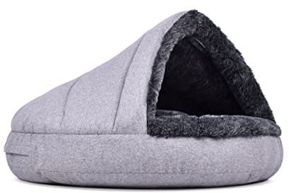 Mypado Shell Hundehöhle mit Kuschelfell und Dachstabilisierung, M