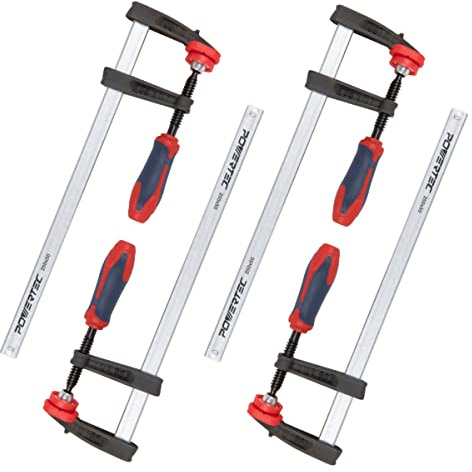POWERTEC 71592-P2 10-Inch F Clamp Heavy Duty F Style Bar Clamps for Woodworking, 330 lb Capacity Each – 4PK