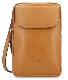 Picard Handytasche zum Umhängen Damen Noel | Handykette aus Leder mit 3 separaten Fächern gesichert durch Reißverschluss & Druckknopf | Elegant, Modern | Handy Umhängetasche