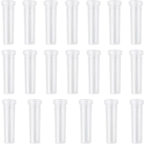WANDIC Tubos de Agua de Flores, 20 pieza de Tubos Florales Transparentes Grandes Blancos Viales de Flores de Plástico con Tapas para la Conservación de Hortensias de Girasol Decoración Fresca, 10.8 cm