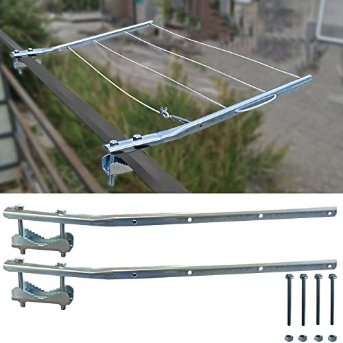 parpyon® Bracci Stendibiancheria da balcone esterno, Tubi Stendibiancheria per ringhiera in Acciaio per filo per stendere il bucato prodotto 100% Italiano (Fisso, Acciaio Zincato)