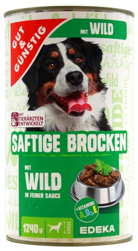 Edeka Gut & Günstig Saftige Brocken mit Wild in feiner Sauce, 6er Pack (6 x 1,24 kg)