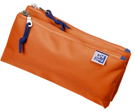 Oxford Federmäppchen für Mädchen und Jungen, Doppel-Fach, 2 Taschen, langlebig, orange