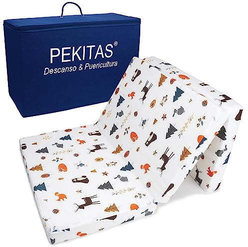 PEKITAS Colchón De Viaje Plegable Bebé Cuna 60x120 cm Altura 6 cm Lavable