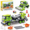 2 in 1 City Construction Vehicles Building Toy 369 PCS Single Drum Road Roller Building Kit Concrete Cement Mixer Truck Toy Model Engineering Set with Tools for Kids Boys Girls 6-12 Years Old