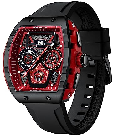 MEGALITH Mens Watches Black Sports Chronograph Wrist Watch Men Waterproof Analogue Quartz Watches Rubber with Date Luminous, Fashion Sports Watches Military Gift for Men