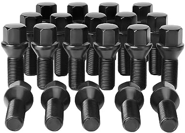 14x1.25 OEM Lug Bolts Fit for BMW 2-Series 3-Series 4-Series 5-Series 6-Series 7-Series X1 X2 X3 X4 X5 X6 M3 M4 M5 M6 i3 i8, M14x1.25 Lug Bolts Black 20PC 28mm Shank Length Conical Seat
