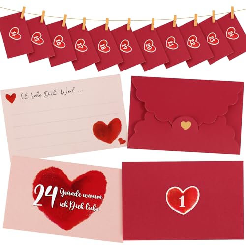 BHGT Adventskalender Karte für Paare 24 Warum Ich Dich Liebe Adventskalender Füllung Weihnachten Geschenke für Ihn Sie Partner Rubbelkarten Liebe Karte Liebesgeschenke für Jahrestag