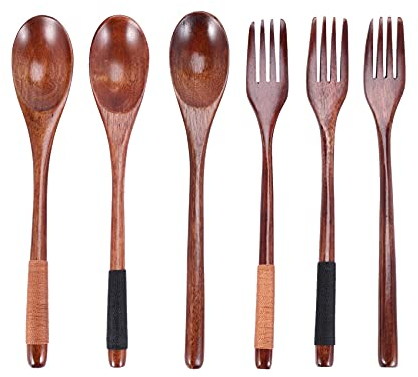 Lodokdre Wooden 8.9 Inch Spoon and Dessert Chip Salad Fruit Decoration